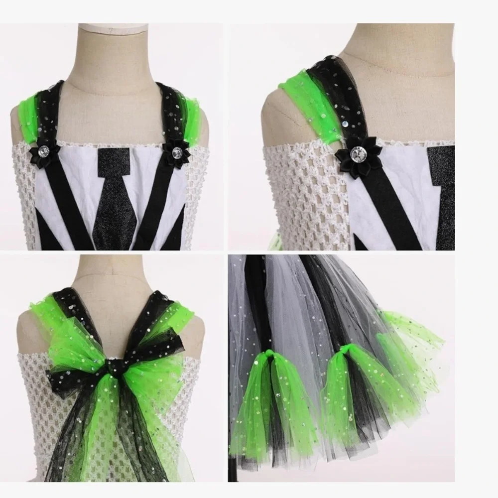 NWT Beetlejuice Inspired Tutu Dress Costume w/ Headband Girls 8–9
